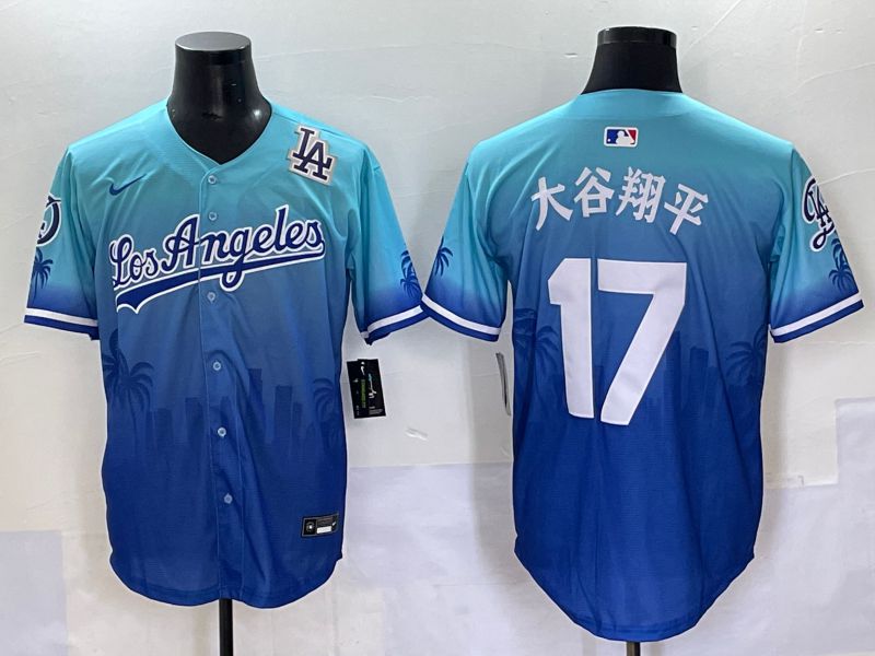 Men 2025 Los Angeles Dodgers 17 Ohtani Blue Nike MLB Jersey Daoqite style 12